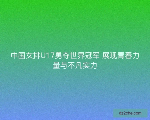 中国女排U17勇夺世界冠军 展现青春力量与不凡实力